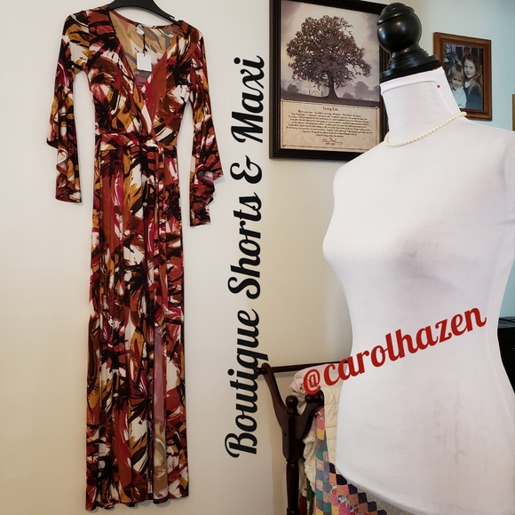 6XHP NWT Dope Vacay Berry Bell Sleeve Maxi Romper - Picture 12 of 12